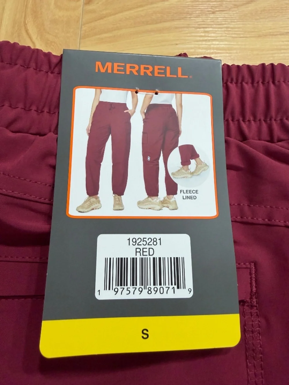 Merrell Womens Red Fleece Lined Cargo Jogger Pants Small